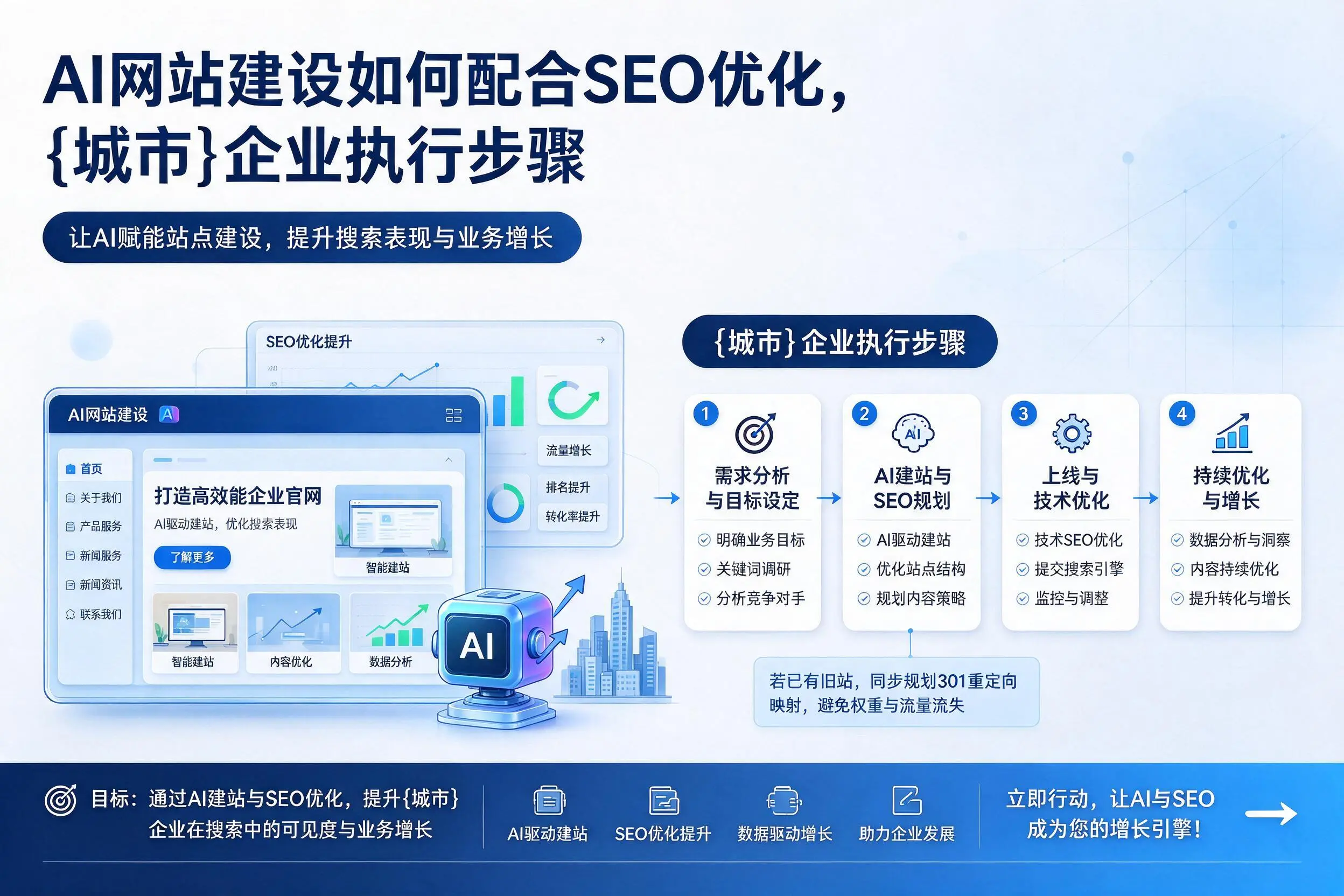 AI网站建设如何配合SEO优化,枣庄企业执行步骤